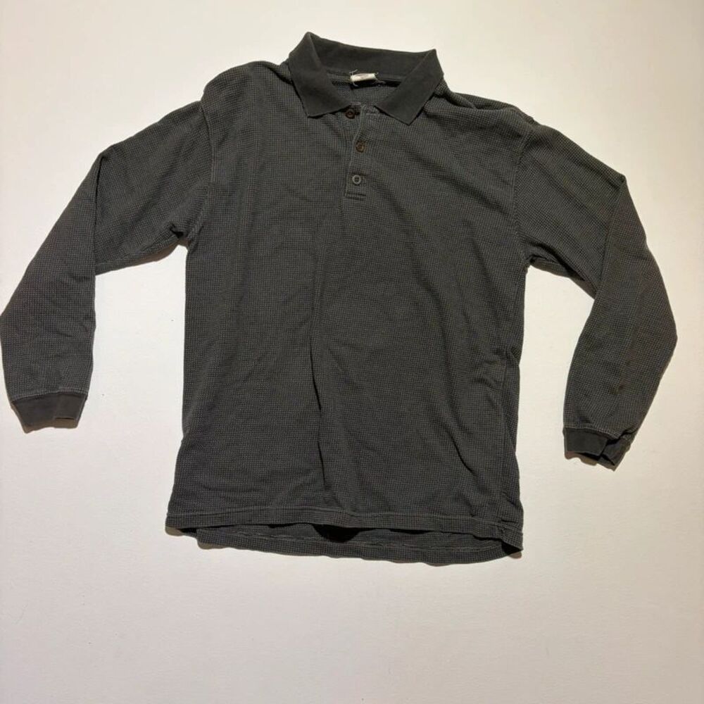 Vintage 90s Old Navy Long Sleeve Grey Polo